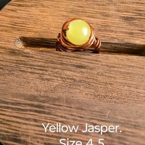 Elegant Yellow Jasper Ring Size 4.5